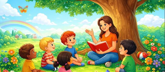 சிறுவர் பூங்காவில் குழந்தைகள் விளையாடும் காட்சி