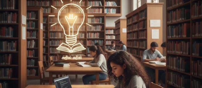 மாணவர் மேடை நிகழ்ச்சியை பிரதிபலிக்கும் தமிழ் மாணவர் கலை மற்றும் திறன் காட்சி