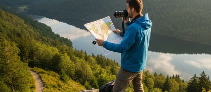 மெய்நிகர் பயணம் நிகழ்ச்சியை பிரதிபலிக்கும் தமிழ் கலை மற்றும் தகவல் படம்